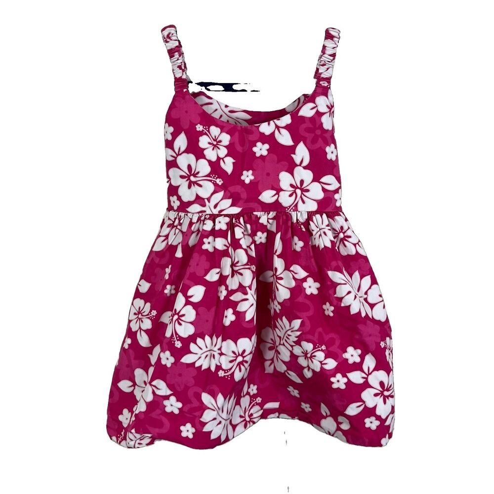 KY’S Vintage Hawaiian Sundress Girls Size 4 Hibiscus Floral Pink Made in Hawaii